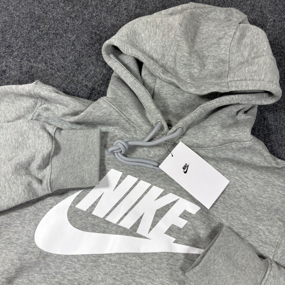 Nike Sportswear Club Fleece Hoodie Men's Size S Gray White Futura FN3868-063 NWT